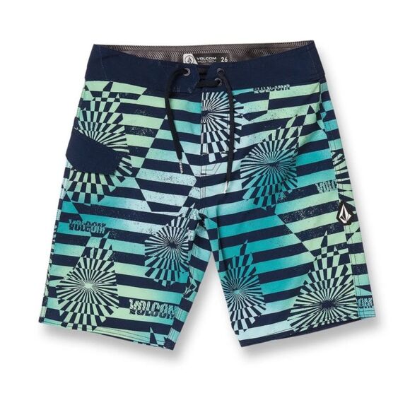 VOLCOM MOD STONE STRIPE BOARDSHORT Blue Green size 29 beach summer vacation - Picture 1 of 10